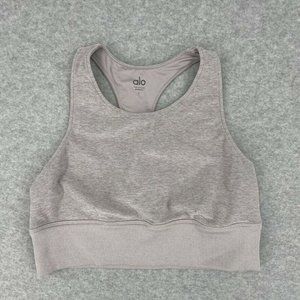 alo Soft Serenity Bra Womens Sports Bra Size Large Purple Lilac Racer Cut Out